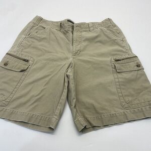 Eddie Bauer Shorts‎ Mens 36 Khaki Cargo Hiking Cotton Comfort Pockets Zip Cotton
